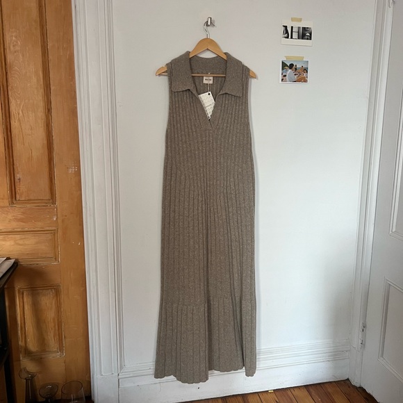 NWT Khaite Giselle Cashmere Polo Maxi Dress (Large) - Picture 4 of 7
